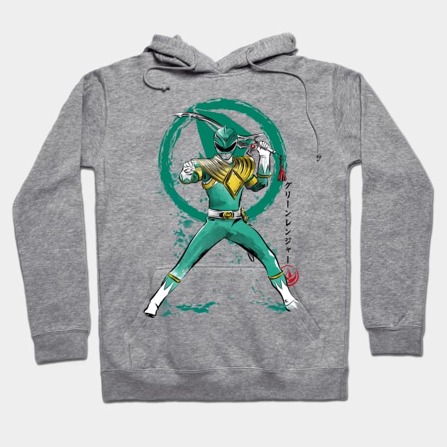 Green Ranger sumi e Hoodie by DrMonekers